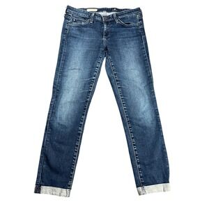 AG Adriano Goldschmied The Stilt Roll-Up Cigarette Jeans Womens 27 Blue Slim Leg